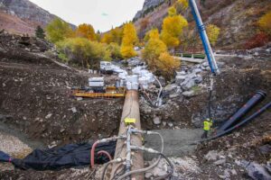 Bridal Veil Falls Restoration CMGC project river bypass pipe