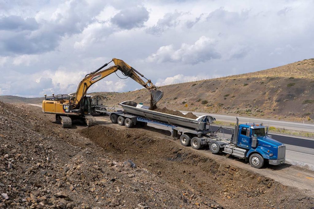 Excavation of earth in order to extend the on ramp length at Pequop pass
