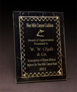 2012 Nine Mile Canyon Coalition 'Award of Appreciation'